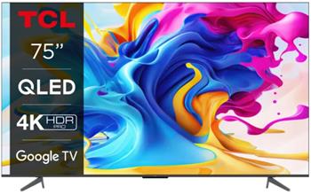 TCL 75C645 TV SMART Google TV QLED/191cm/4K UHD/3100 PPI/50Hz/Direct LED/HDR10+/Dolby Atmos/DVB-T/T2/C/S/S2/VESA (75C645)