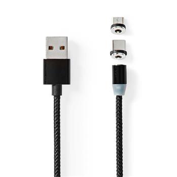 Nedis CCGB60630BK20 - USB 2.0 kabel | USB Micro-B Zástrčka / USB-C™ Zástrčka | 10 W | 2.00 m | Kulatý | Černá (CCGB60630BK20)
