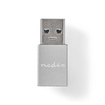 Nedis CCGB60925GY - USB-C Adaptér| USB 3.2 Gen 1 | USB-A Zástrčka | USB-C™ Zásuvka | 5 Gbps | Kulatý | Poniklované (CCGB60925GY)