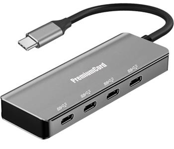 PremiumCord 5G SuperSpeed Hub USB-C na 4x USB 3.2 C Aluminum (ku31hub10)