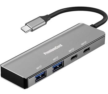 PremiumCord 5G SuperSpeed Hub USB-C na 2x USB 3.2 C +2x USB 3.2 A, Aluminum (ku31hub11)