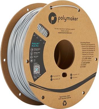 Polymaker PolyLite PLA PRO Silver, stříbrná, 1,75mm, 1kg (PA07007)