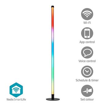 Nedis WIFILD20RGBW - Stojací Světlo| Wi-Fi | Tube | 180 lm | RGBIC / Teplé až chladné bílé | 2700 - 6500 K | 10 W | Kov (WIFILD20RGBW)