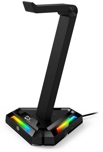Genius GX-UH100, Stojan, na herní headset s USB HUBem, RGB podsvícení, 2x USB, 2x USB-C, černý (31250017400)