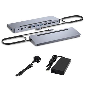 I-tec USB-C Metal Ergonomic 3x 4K Display Docking Station with Power Delivery 100 W + i-tec Universal Charger 100 W (C31FLAT2PDPRO100W)