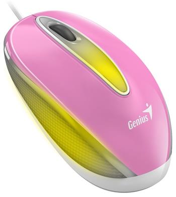 Genius DX-Mini / Myš, drátová, optická, 1000DPI, 3 tlačítka, USB, RGB LED, růžová (31010025407)