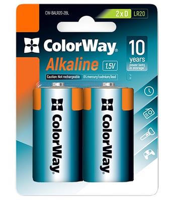 Colorway alkalická baterie D/LR20/ 1.5V/ 2ks v balení/ blistr (CW-BALR20-2BL)