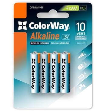 Colorway alkalická baterie AAA/ 1.5V/ 4ks v balení/ Blister (CW-BALR03-4BL)