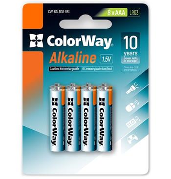 Colorway alkalická baterie AAA/ 1.5V/ 8ks v balení/ Blister (CW-BALR03-8BL)