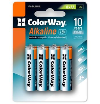 Colorway alkalická baterie AA/ 1.5V/ 8ks v balení/ Blister (CW-BALR06-8BL)