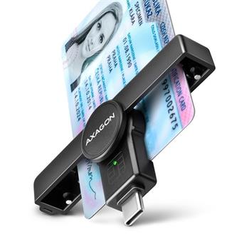AXAGON CRE-SMPC Skládací kapesní USB-C čtečka kontaktních Smart karet. Vhodná pro aplikaci eObčanka (CRE-SMPC)