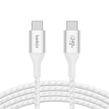 Belkin BOOST CHARGE™ USB-C na USB-C kabel 240W, 1m, bílý - odolný (CAB015bt1MWH)