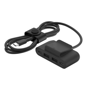 Belkin BOOST CHARGE™ 4-portový USB Power Extender (2xUSB-C, 2xUSB-A) až 30W + 2m USB-C kabel, černá (BUZ001bt2MBKB7)