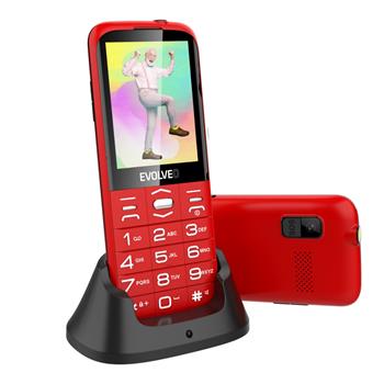 EVOLVEO EasyPhone XO, mobilní telefon pro seniory s nabíjecím stojánkem (červená barva) (EP-630-XOR)