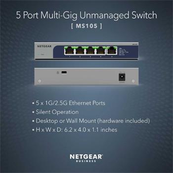 Netgear5-Port Multi-Gigabit (2.5G) Ethernet Unmanaged Switch (MS105-100EUS)