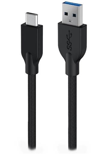 Genius ACC-A2CC-3A, Kabel, USB A / USB-C, USB 3.0, 3A, QC 3.0, opletený, 1m, černý (32590007400)