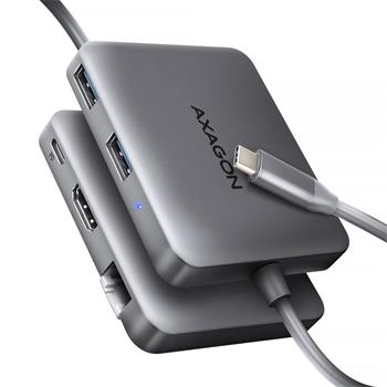 AXAGON HMC-5HL USB 5Gbps hub, 2x USB-A, HDMI 4k/60Hz, RJ-45 GLAN, PD 100W, kabel USB-C 20cm (HMC-5HL)