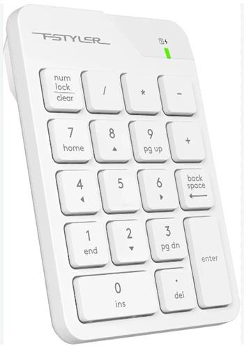 A4tech FSTYLER bezdrátová numerická klávesnice, USB nano, bílá (FGK21C-WH)