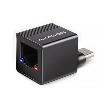 AXAGON ADE-MINIC USB-C 3.2 Gen 1 - Gigabit Ethernet MINI síťová karta, Realtek 8153, auto instal, černá (ADE-MINIC)