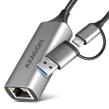 AXAGON ADE-TXCA, USB-C + USB-A 3.2 Gen 1 - Gigabit Ethernet síťová karta, Asix AX88179, auto instal (ADE-TXCA)