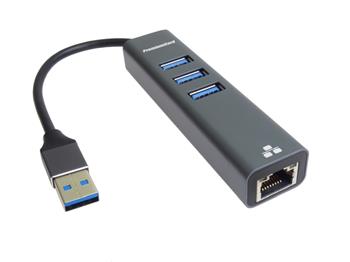PremiumCord adaptér USB3.0 -> LAN RJ45 ETHERNET 10/100/1000 MBIT + 3x USB3.0 port (kuethernet7)