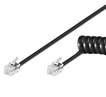 PremiumCord Kabel telefonní sluchátkový kroucený 4 žíly 4m - černý (tk4rs-04b)