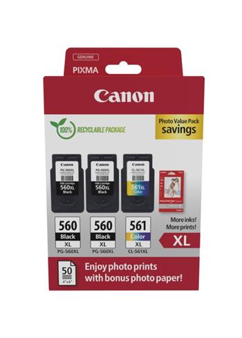 Canon cartridge PG-560XLx2/CL-561XL PVP / 2x Black+Color / 2x400str+1x300str. (3712C012)