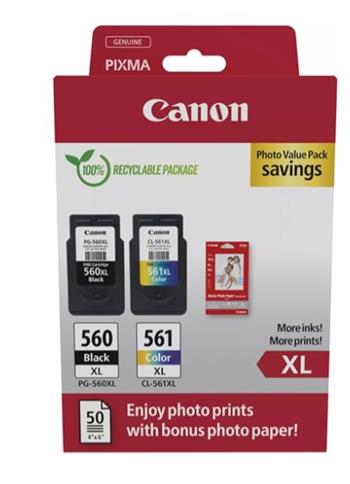 Canon cartridge PG-560XL / CL-561XL Multipack PHOTO VALUE / Black+Color / 400str. + 300str. (3712C008)