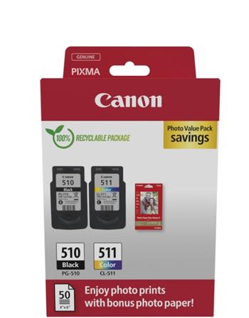 Canon cartridge PG-510 / CL-511 PVP / Black + Color / 2x9ml (2970B017)