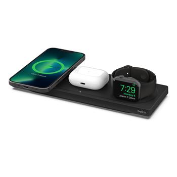 Belkin BOOST CHARGE™ PRO MagSafe 3v1 Bezdrátová nabíjecí podložka pro iPhone/Apple Watch/AirPods, černá (WIZ016vfBK)