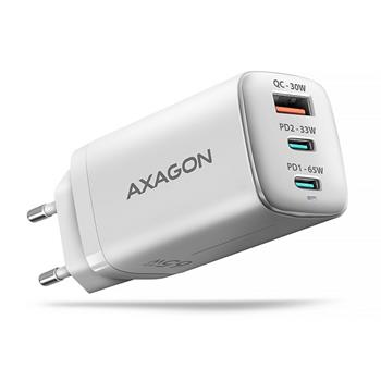 AXAGON ACU-DPQ65W, GaN nabíječka do sítě 65W, 3x port (USB-A + dual USB-C), PD3.0/QC4+/PPS/Apple, bílá (ACU-DPQ65W)