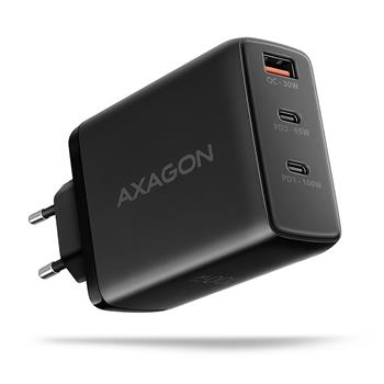 AXAGON ACU-DPQ100, GaN nabíječka do sítě 100W, 3x port (USB-A + dual USB-C), PD3.0/PPS/QC4+/Apple, černá (ACU-DPQ100)
