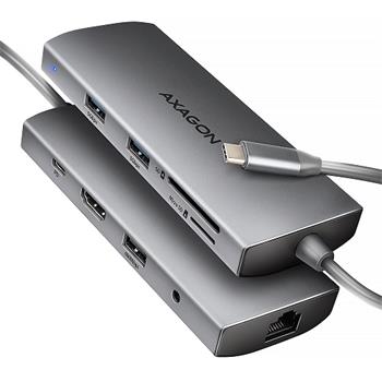 AXAGON HMC-8HLSA, USB 5Gbps hub, 3x USB-A, HDMI 4k/60Hz, RJ-45 GLAN, SD/microSD, audio, PD 100W, kabel USB-C 20cm (HMC-8HLSA)