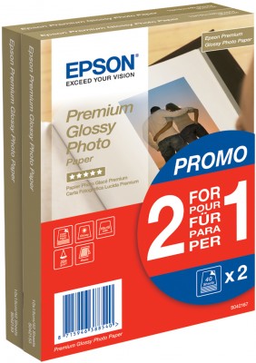 EPSON paper 10x15 - 255g/m2 - 2x40sheets - photo premium glossy (2 for 1 PROMO) (C13S042167)