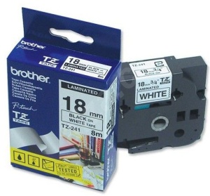 Brother - TZe-241, bílá / černá (18mm, laminovaná) (TZE241)