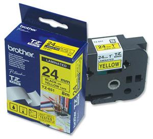 Brother - TZe-651, žlutá / černá (24mm, laminovaná) (TZE651)