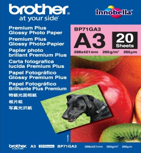 Brother fotopapír A3, premium glossy, 20 ks, 260g (BP71GA3)