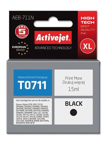 ActiveJet inkoust Epson T0711 D78/DX6000/DX6050 Black, 15 ml AEB-711 (EXPACJAEP0104)