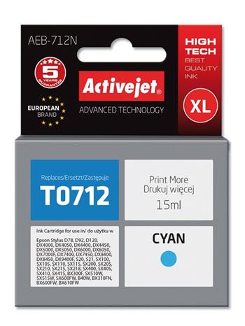 ActiveJet inkoust Epson T0712 D78/DX6000/DX6050 Cyan, 15 ml AEB-712 (EXPACJAEP0105)