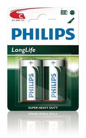 Philips baterie C LongLife zinkochloridová - 2ks, blister (R14L2B/10)