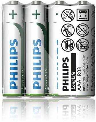 Philips baterie AAA LongLife zinkochloridová - 4ks (R03L4F/10)