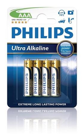 Philips baterie AAA ExtremeLife+, alkalická - 4ks (LR03E4B/10)