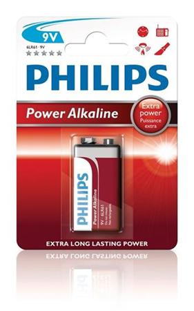 Philips baterie 9V PowerLife, alkalická - 1ks (6LR61P1B/10)