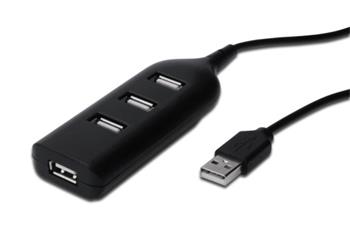 Digitus USB 2.0 hub, 4-porty, černý bez napájecího zdroje (AB-50001-1)