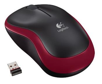 Logitech myš Wireless Mouse M185, optická, 3 tlačítka, červená,1000dpi (910-002240)