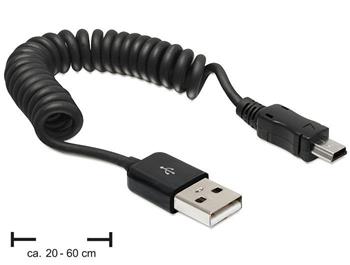 Delock kabel USB 2.0 A samec > USB mini samec, kroucený kabel (83164)