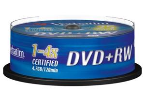 VERBATIM DVD+RW SERL 4,7GB, 4x, spindle 25 ks (43489)