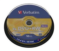 VERBATIM DVD+RW SERL 4,7GB, 4x, spindle 10 ks (43488)
