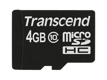 Transcend 4GB microSDHC (Class 10) paměťová karta (bez adaptéru) (TS4GUSDC10)