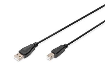 Digitus USB kabel A/samec na B/samec, 2x stíněný, černý, 1m (AK-300102-010-S)